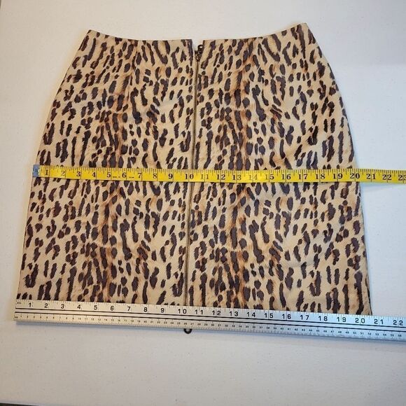 Sharon Endick Kate Vintage Faux Suede Double Zipper Leopard Print Midi Skirt - Picture 6 of 11